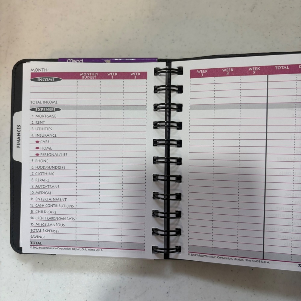 NEW Mead Cambridge Fat Little Day Planner Undated Organizer Black Vintage 2001 - Picture 11 of 15